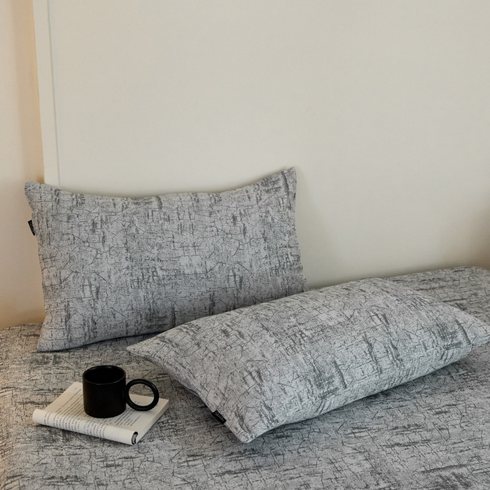 91家纺网 家纺一手货源 找家纺 云雀 2025新款A类全棉色织双层纱四件套 格林-浅灰