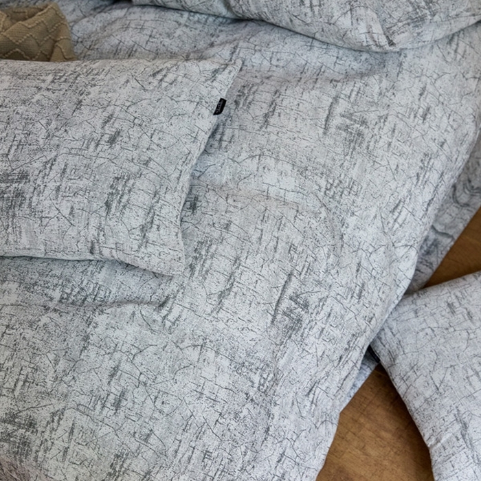 91家纺网 家纺一手货源 找家纺 云雀 2025新款A类全棉色织双层纱四件套 格林-浅灰