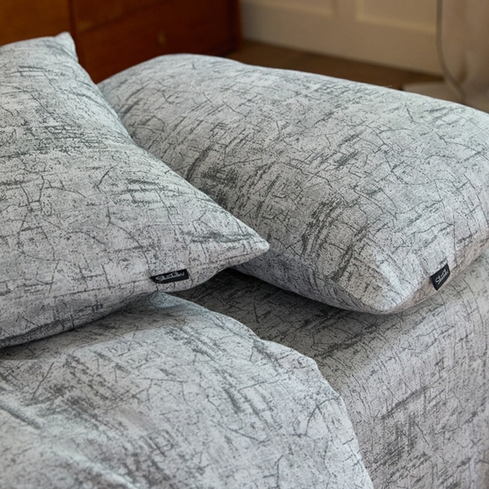 91家纺网 家纺一手货源 找家纺 云雀 2025新款A类全棉色织双层纱四件套 格林-浅灰