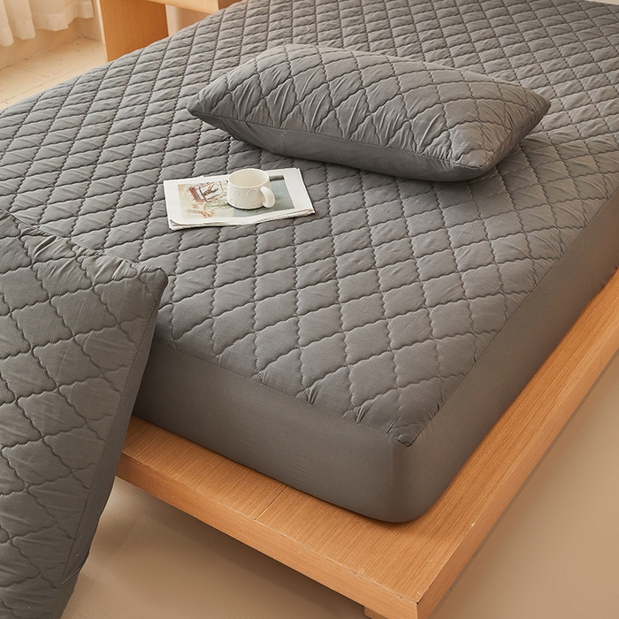 91家纺网 家纺一手货源 找家纺 衿成家纺 2025新款跨境电商热款菱形格夹棉防水床笠支持大佬价跑量多尺寸可做-单枕套 L-深灰