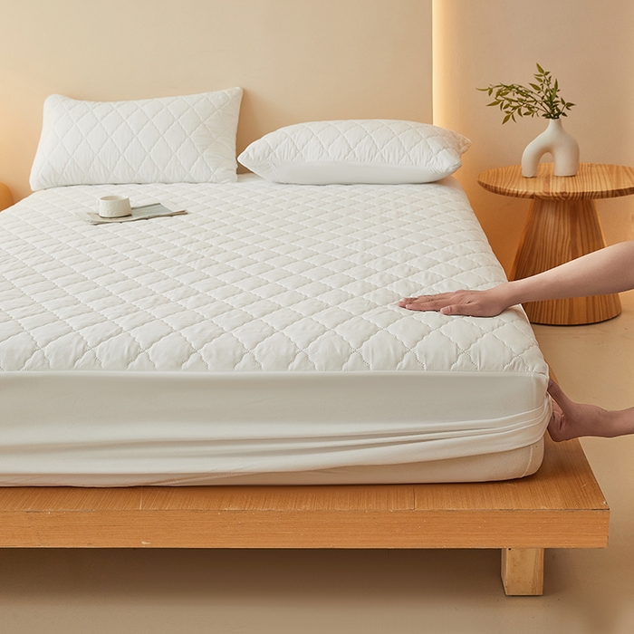 91家纺网 家纺一手货源 找家纺 （总）衿成家纺 2025新款跨境电商热款菱形格夹棉防水床笠支持大佬价跑量多尺寸可做-单床笠