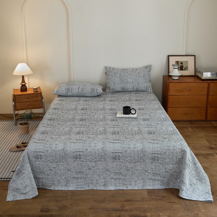 云雀 2025新款A类全棉色织双层纱单床单 格林浅灰