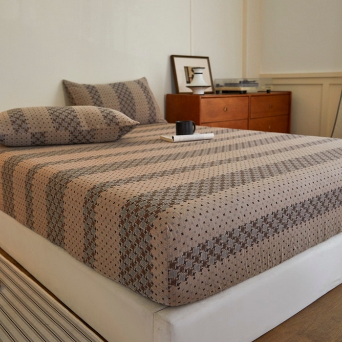 91家纺网 家纺一手货源 找家纺 （总）2025新款A类全棉色织双层纱单床笠