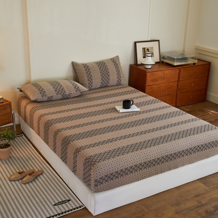 91家纺网 家纺一手货源 找家纺 （总）2025新款A类全棉色织双层纱单床笠