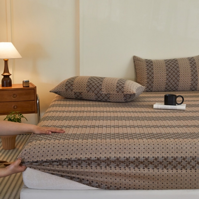 91家纺网 家纺一手货源 找家纺 （总）2025新款A类全棉色织双层纱单床笠