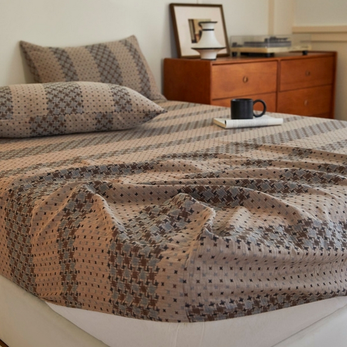 91家纺网 家纺一手货源 找家纺 （总）2025新款A类全棉色织双层纱单床笠