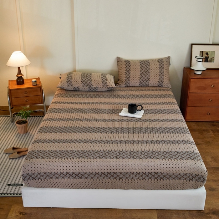 91家纺网 家纺一手货源 找家纺 （总）2025新款A类全棉色织双层纱单床笠