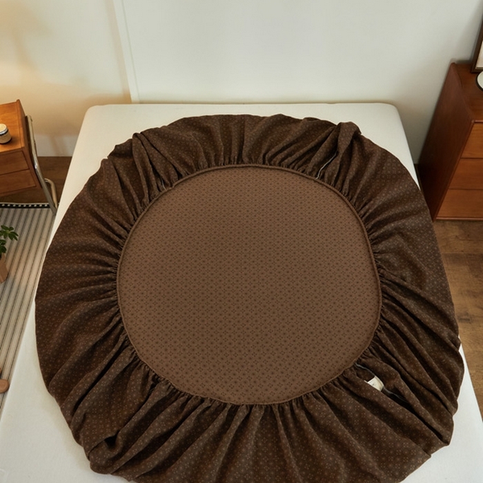 91家纺网 家纺一手货源 找家纺 2025新款A类全棉色织双层纱单床笠 格林-咖色