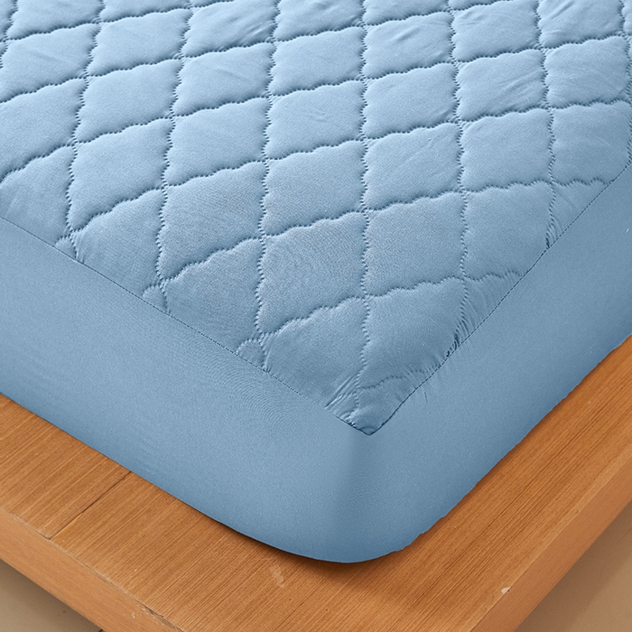 91家纺网 家纺一手货源 找家纺 衿成家纺 2025新款跨境电商热款菱形格夹棉防水床笠支持大佬价跑量多尺寸可做-单床笠 L-浅蓝