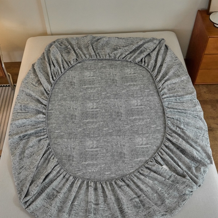 91家纺网 家纺一手货源 找家纺 2025新款A类全棉色织双层纱单床笠 格林-浅灰