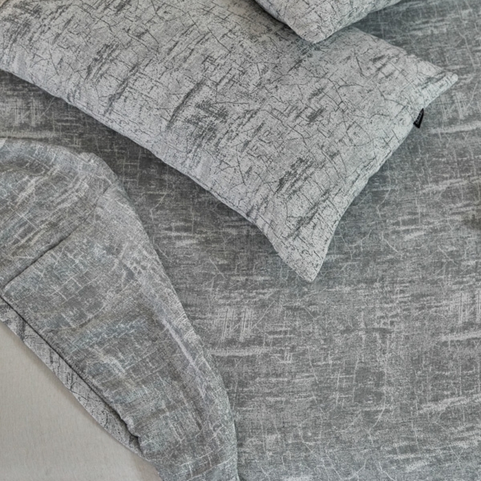 91家纺网 家纺一手货源 找家纺 2025新款A类全棉色织双层纱单床笠 格林-浅灰