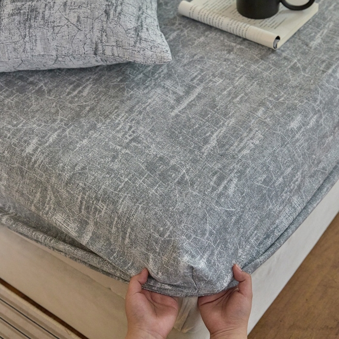 2025新款A类全棉色织双层纱单床笠 格林-浅灰