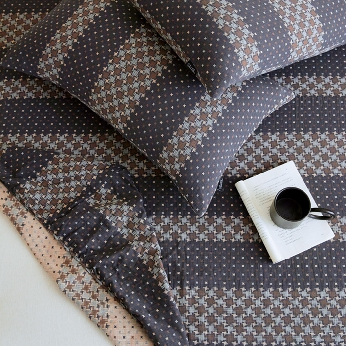 91家纺网 家纺一手货源 找家纺 2025新款A类全棉色织双层纱单床笠 格林-深灰