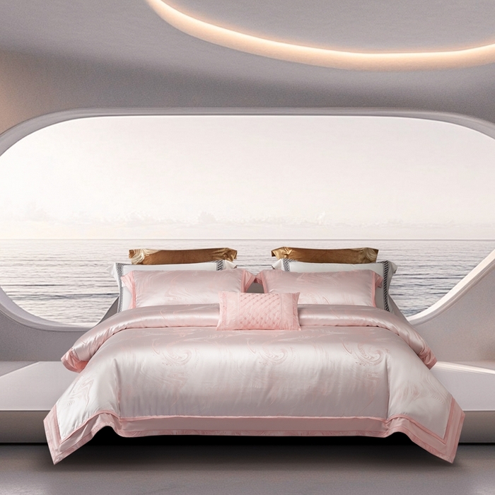 91家纺网 家纺一手货源 找家纺 （总）高大尚婚庆馆  2025新款长绒棉高精密臻丝缎四件套-鎏金岁月