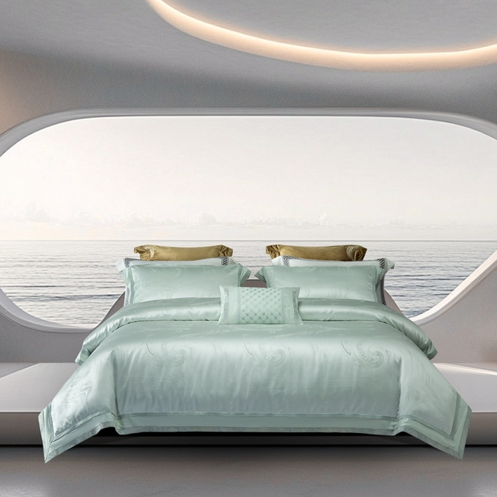 91家纺网 家纺一手货源 找家纺 （总）高大尚婚庆馆  2025新款长绒棉高精密臻丝缎四件套-鎏金岁月