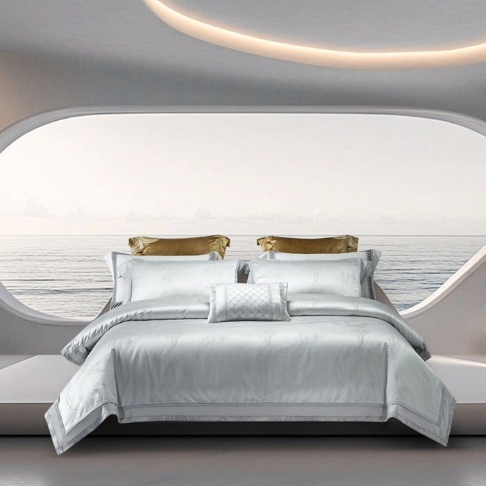 91家纺网 家纺一手货源 找家纺 （总）高大尚婚庆馆  2025新款长绒棉高精密臻丝缎四件套-鎏金岁月