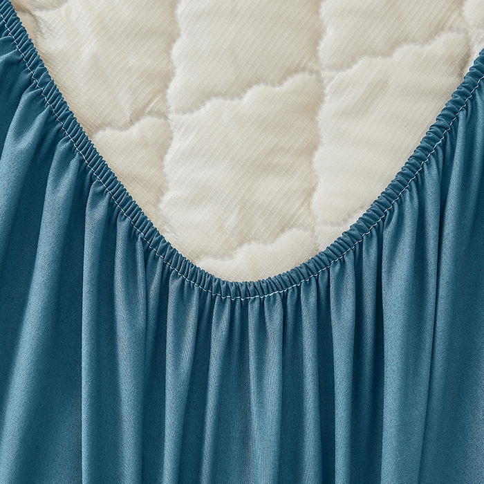 91家纺网 家纺一手货源 找家纺 衿成家纺 2025新款跨境电商热款菱形格夹棉防水床笠支持大佬价跑量多尺寸可做-单床笠 L-深蓝