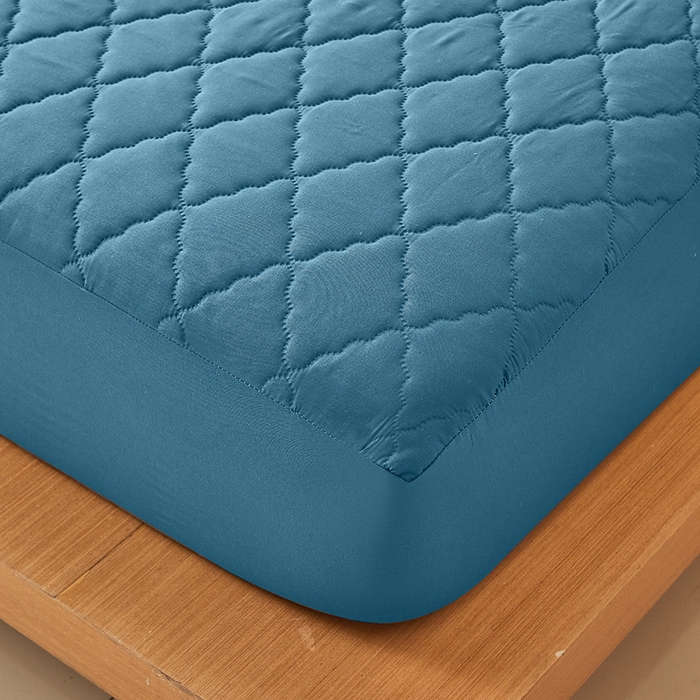 91家纺网 家纺一手货源 找家纺 衿成家纺 2025新款跨境电商热款菱形格夹棉防水床笠支持大佬价跑量多尺寸可做-单床笠 L-深蓝