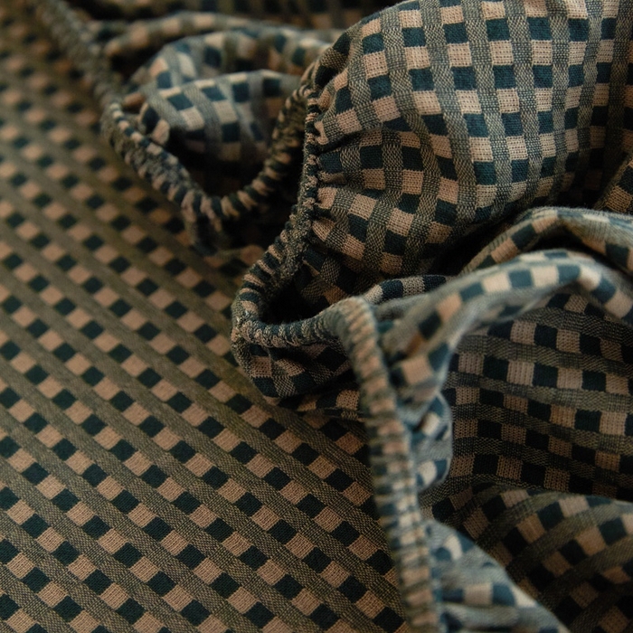 91家纺网 家纺一手货源 找家纺 2025新款A类全棉色织双层纱单床笠 格林-烟灰