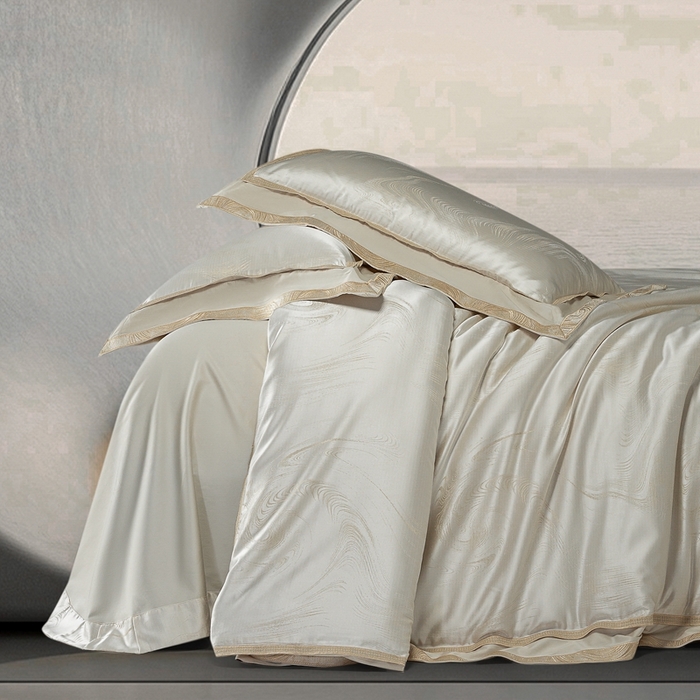 91家纺网 家纺一手货源 找家纺 （总）高大尚婚庆馆  2025新款长绒棉高精密臻丝缎四件套-鎏金岁月