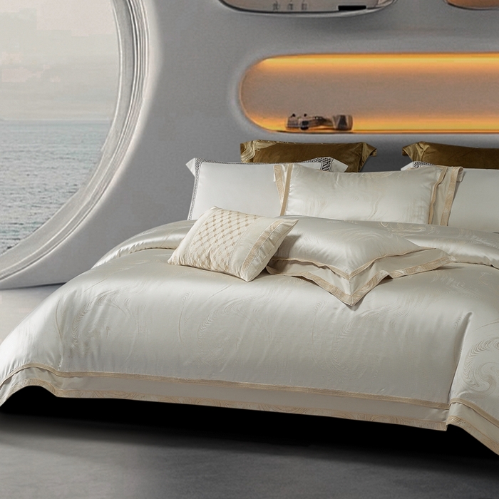 91家纺网 家纺一手货源 找家纺 （总）高大尚婚庆馆  2025新款长绒棉高精密臻丝缎四件套-鎏金岁月