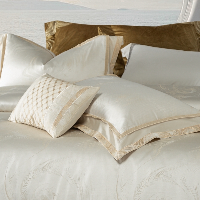 91家纺网 家纺一手货源 找家纺 （总）高大尚婚庆馆  2025新款长绒棉高精密臻丝缎四件套-鎏金岁月