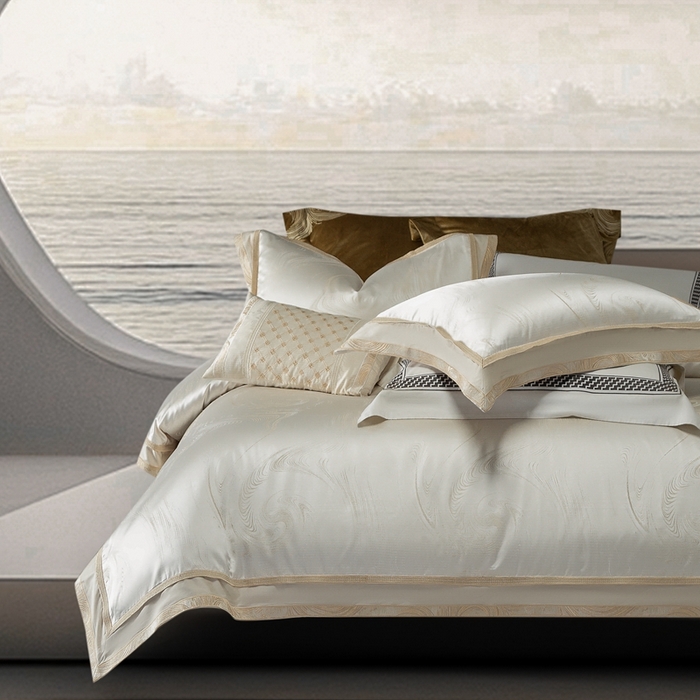 91家纺网 家纺一手货源 找家纺 （总）高大尚婚庆馆  2025新款长绒棉高精密臻丝缎四件套-鎏金岁月