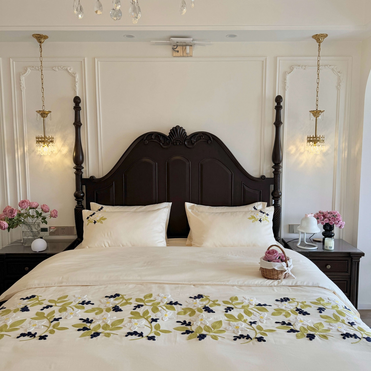 91家纺网 家纺一手货源 找家纺 （总）秀色家纺 2025新款小清新60s长绒棉四件套纯棉全棉毛巾绣被套床单轻奢床品-小红书实拍风