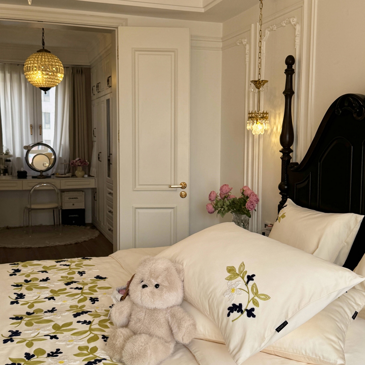 91家纺网 家纺一手货源 找家纺 （总）秀色家纺 2025新款小清新60s长绒棉四件套纯棉全棉毛巾绣被套床单轻奢床品-小红书实拍风