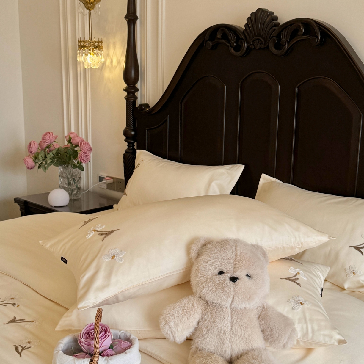 91家纺网 家纺一手货源 找家纺 秀色家纺 2025新款小清新60s长绒棉四件套纯棉全棉毛巾绣被套床单轻奢床品-小红书实拍风 小雏菊