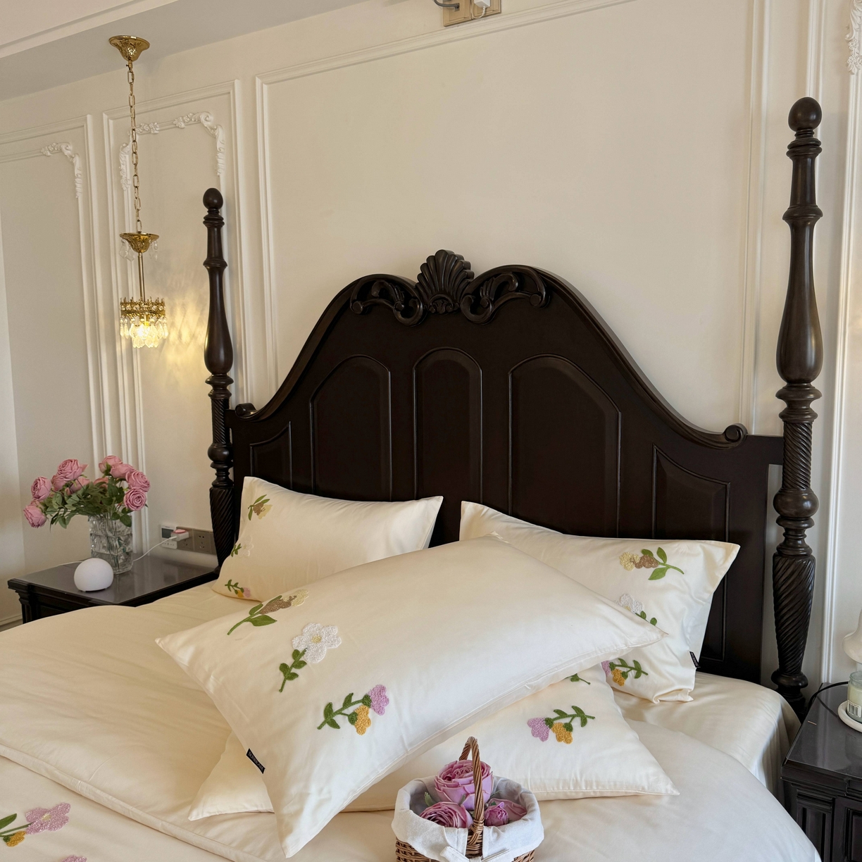 91家纺网 家纺一手货源 找家纺 秀色家纺 2025新款小清新60s长绒棉四件套纯棉全棉毛巾绣被套床单轻奢床品-小红书实拍风 小苍兰