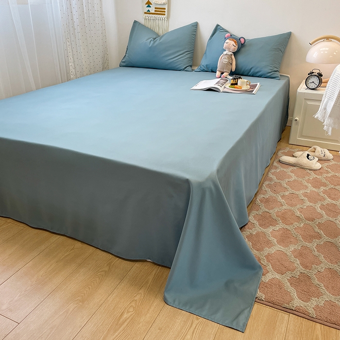 91家纺网 家纺一手货源 找家纺 悦织湾家纺 2025新款水洗棉亲肤纯色双拼AB版双面两用轻奢风床上用品四件套学生宿舍三件套 纯色墨兰