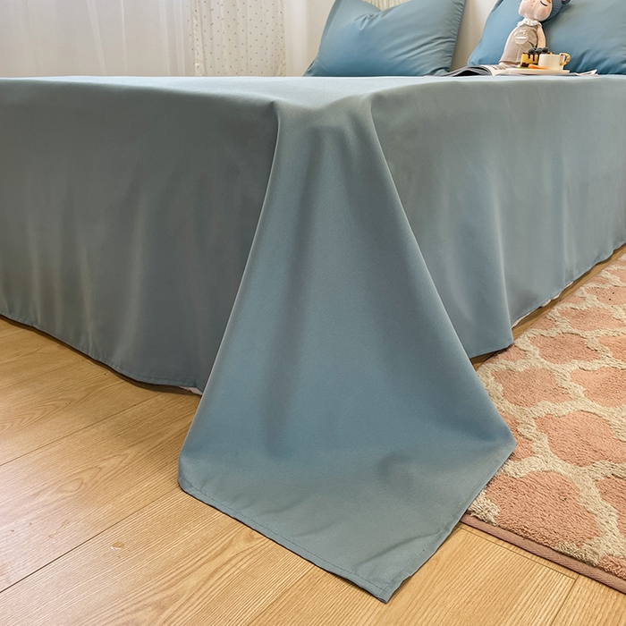 91家纺网 家纺一手货源 找家纺 悦织湾家纺 2025新款水洗棉亲肤纯色双拼AB版双面两用轻奢风床上用品四件套学生宿舍三件套 纯色墨兰