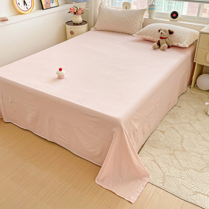 91家纺网 家纺一手货源 找家纺 一比一家纺 2025新款云感皱皱纱全棉花边款夏被四件套【控价109元】 初恋