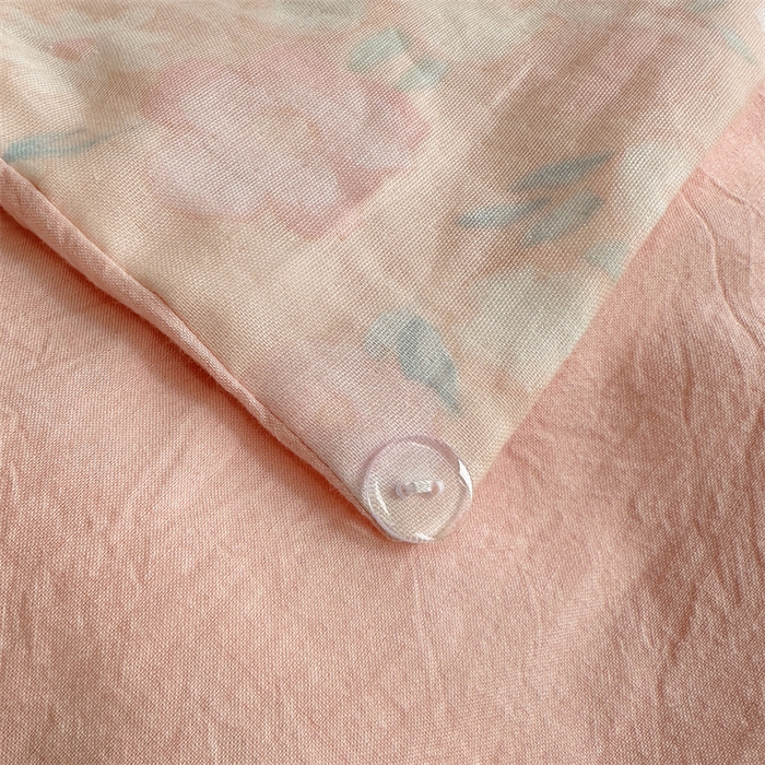 91家纺网 家纺一手货源 找家纺 丽涵家纺 2025新款全棉纯棉双层纱色织水洗棉毛巾绣四件套 球球款花花兔-粉色