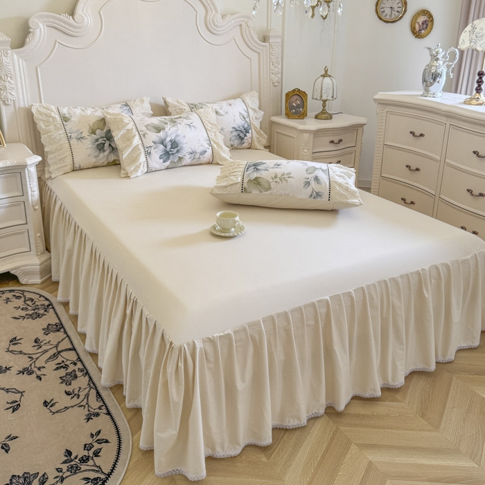 91家纺网 家纺一手货源 找家纺 （总）亲亲公主 2025新款全棉法式立体蝴蝶花边四件套--米娅