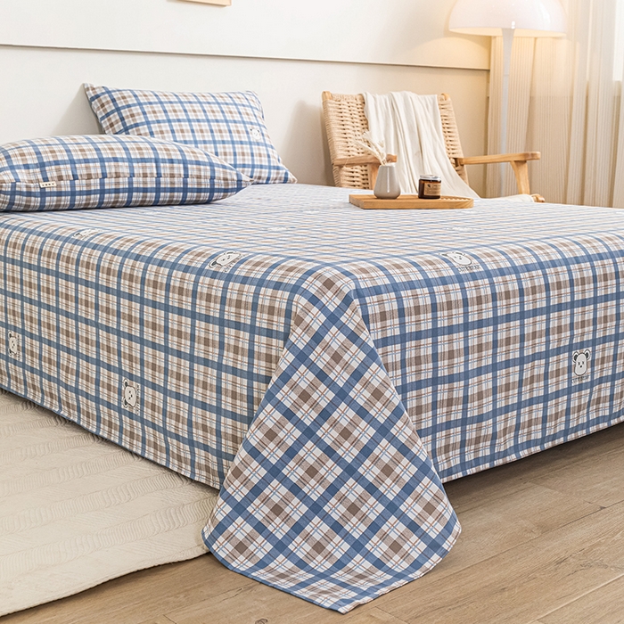 91家纺网 家纺一手货源 找家纺 芃成家纺 2025新款加厚老粗布床单 呆呆熊