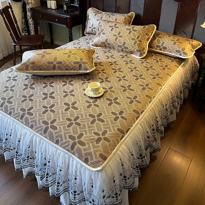 91家纺网 家纺一手货源 找家纺 网红馆（ck家纺） 2025新款可脱卸床裙款冰藤席-盛夏繁星 夏巧