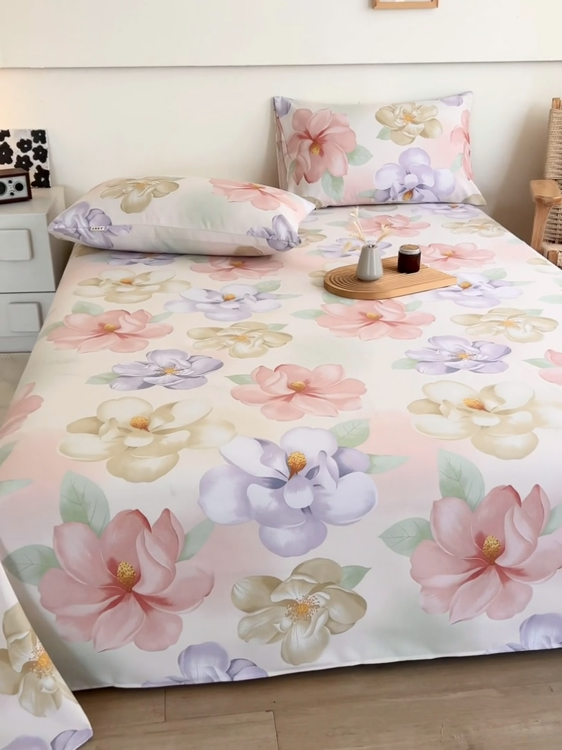 91家纺网 家纺一手货源 找家纺 芃成家纺 2025新款加厚老粗布床单 春日花开