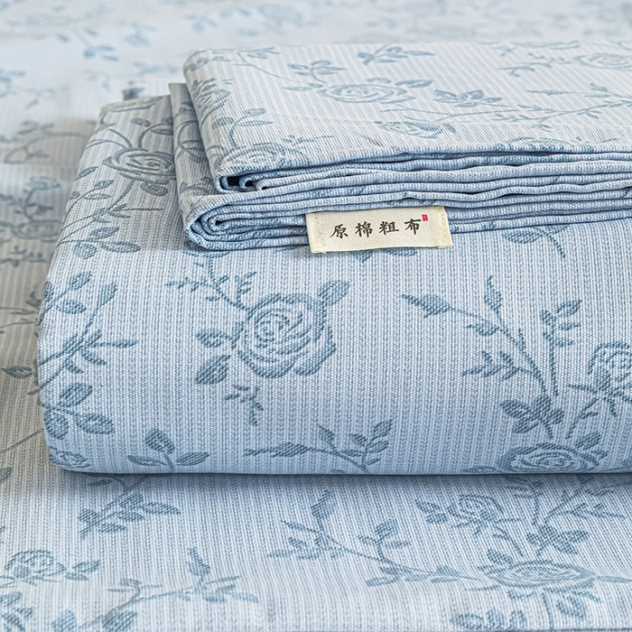 91家纺网 家纺一手货源 找家纺 芃成家纺 2025新款加厚老粗布床单 素秋-兰