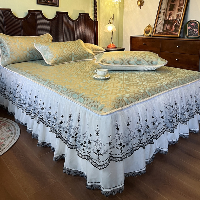 91家纺网 家纺一手货源 找家纺 （总）网红馆（ck家纺） 2025新款可脱卸床裙款冰藤席-盛夏繁星