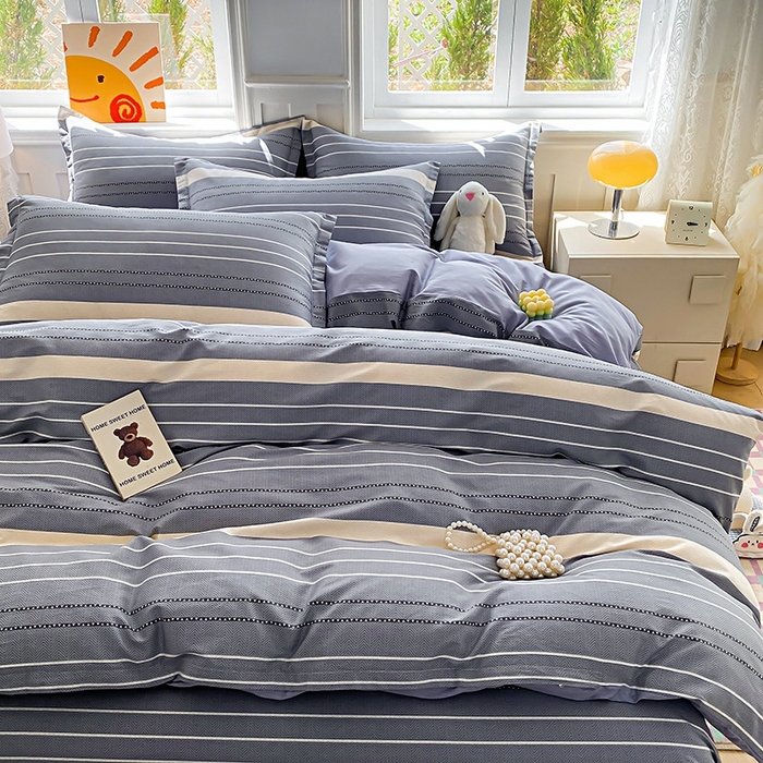 91家纺网 家纺一手货源 找家纺 天之爱 2025新款全棉印花四件套 芬利莱-灰