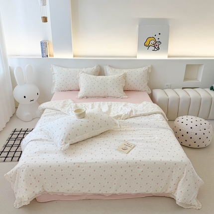 91家纺网 家纺一手货源 找家纺 （总）吾欢心 2025新款水洗双层纱夏被四件套