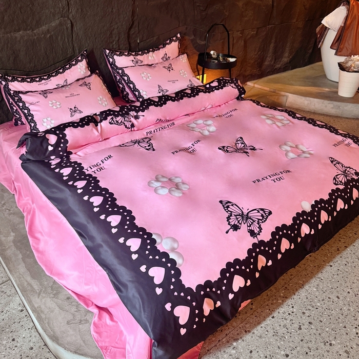 91家纺网 家纺一手货源 找家纺 丽斐纺织 2025新款冰丝四件套 梦蝶珠园