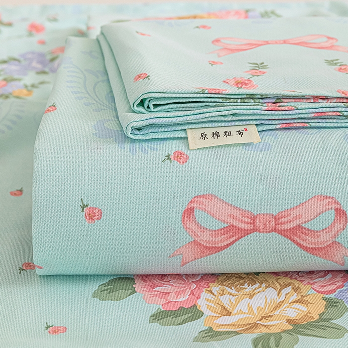 91家纺网 家纺一手货源 找家纺 芃成家纺 2025新款加厚老粗布床单 田园花卉