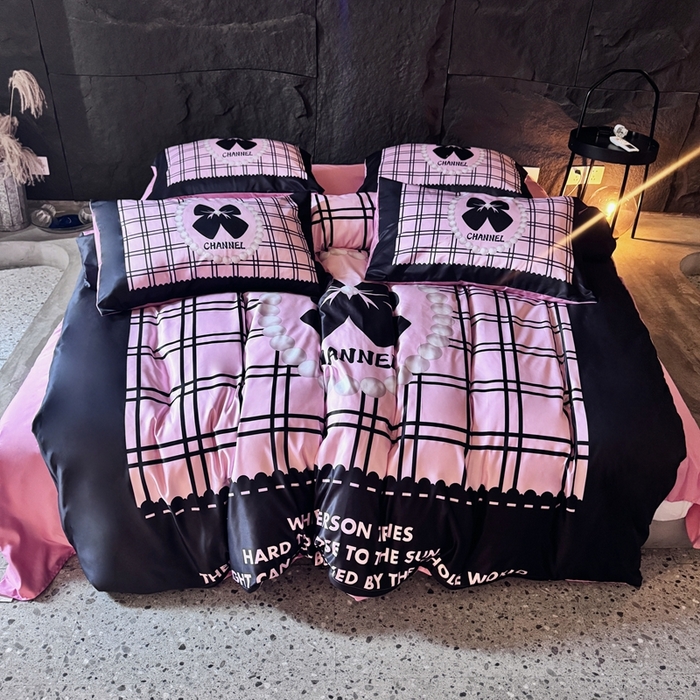 91家纺网 家纺一手货源 找家纺 丽斐纺织 2025新款冰丝四件套 黑粉格格