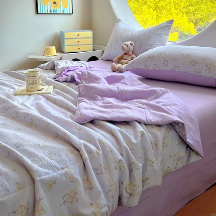 91家纺网 家纺一手货源 找家纺 （总）金梦拉家纺 2025新款A类提花纱布双层纱夏被四件套