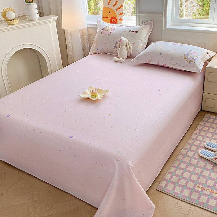 91家纺网 家纺一手货源 找家纺 天之爱 2025新款全棉印花单床单 甜心可爱猫