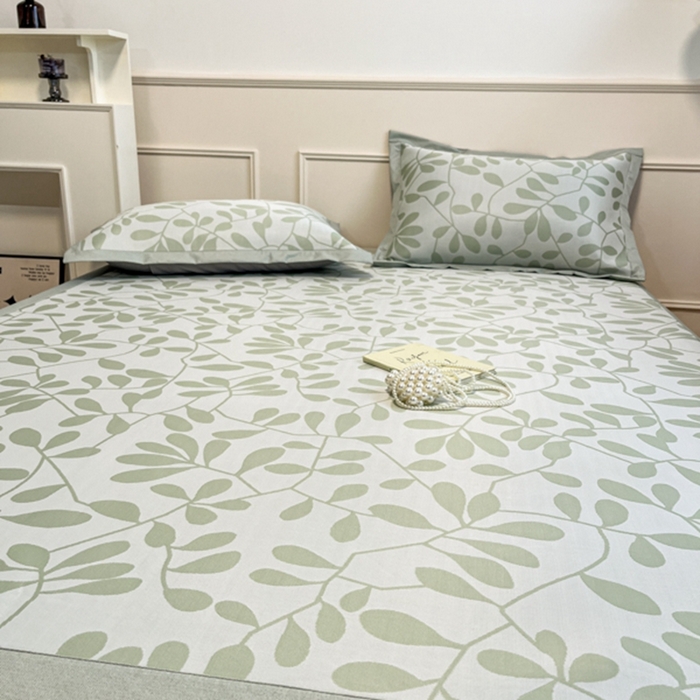 91家纺网 家纺一手货源 找家纺 宜代光年 2025新款冷凝丝可水洗提花凉感席-床席款 凉感叶繁-绿