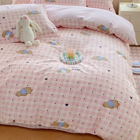 91家纺网 家纺一手货源 找家纺 天之爱 2025新款全棉印花四件套 趴趴熊